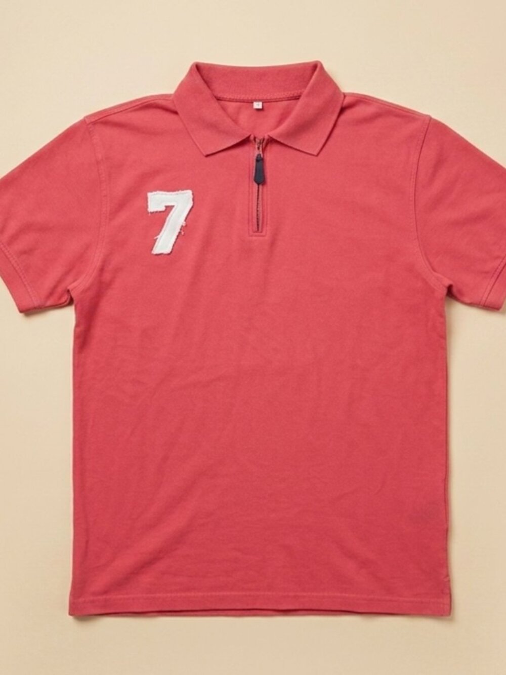 Vintage Sporty Red Quarter-Zip Polo Shirt